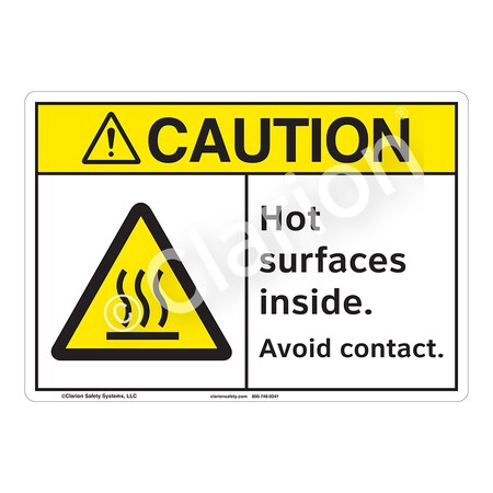 Caution Hot Surfaces Sign (F1177-)|Flexible Polyester 18" X 12" Self Adhesive Back|ANSI Signs|Sign for Manufacturing, Medical, Power Stations, Chemical Plant, Food Processing